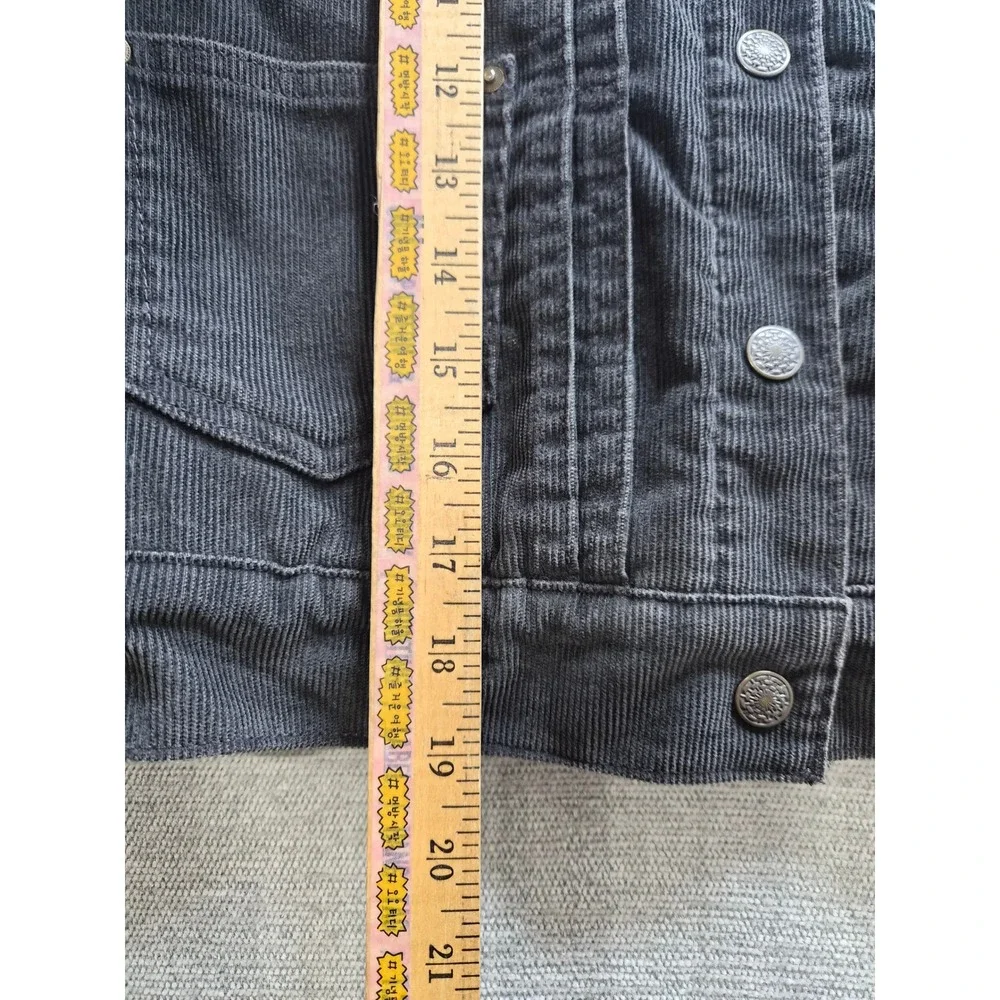 Levi's Corduroy Trucker Cropped Jacket Womens XS Charcoal Gray Sherpa Lined